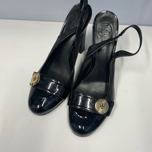 TORY BURCH. Women's Patent Leather Sling Back High Heel Shoes Size 10 Black
